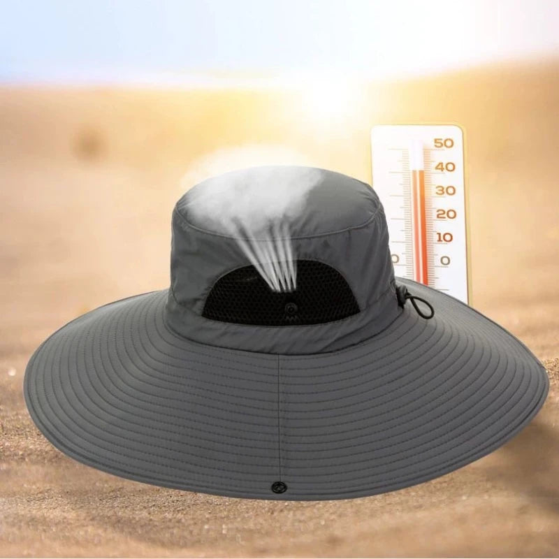 15cm Large Cap Polyester Sun Hat UV Protection Breathable Mesh Cap Foldable Fisher Hat Outdoor Fishing Hiking Beach Caps