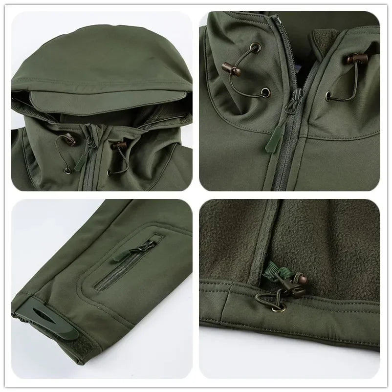 5XL 6XL Men's Tactical Hiking Shark Skin Soft Shell Wind Proof Waterproof Hooded Thermal Outdoors Field Tactical Jacket Pants