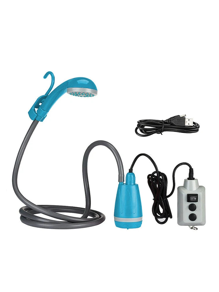 Tomshoo Portable Camping Shower Outdoor Camping Shower Pump Rechargeable Shower Head Outdoor Traveling Equipment Hiking Supplies