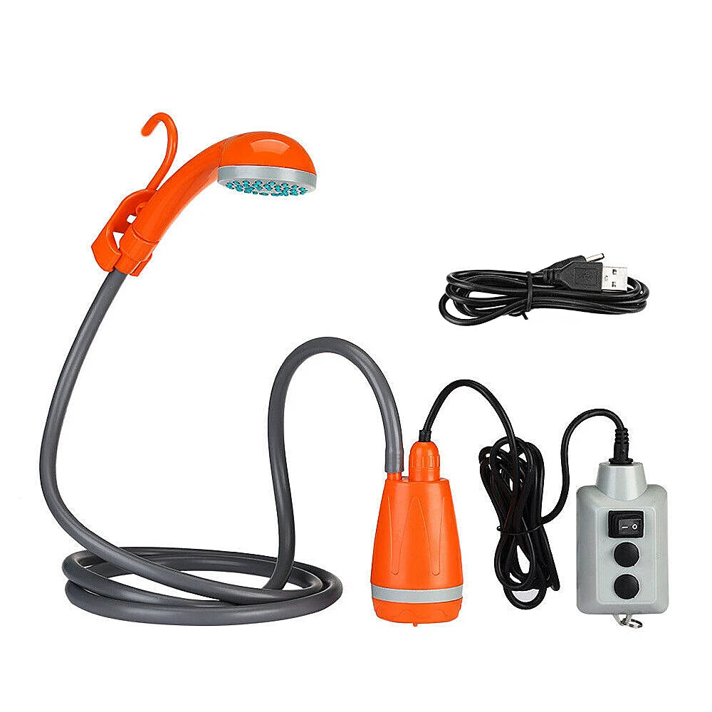 Tomshoo Portable Camping Shower Outdoor Camping Shower Pump Rechargeable Shower Head Outdoor Traveling Equipment Hiking Supplies