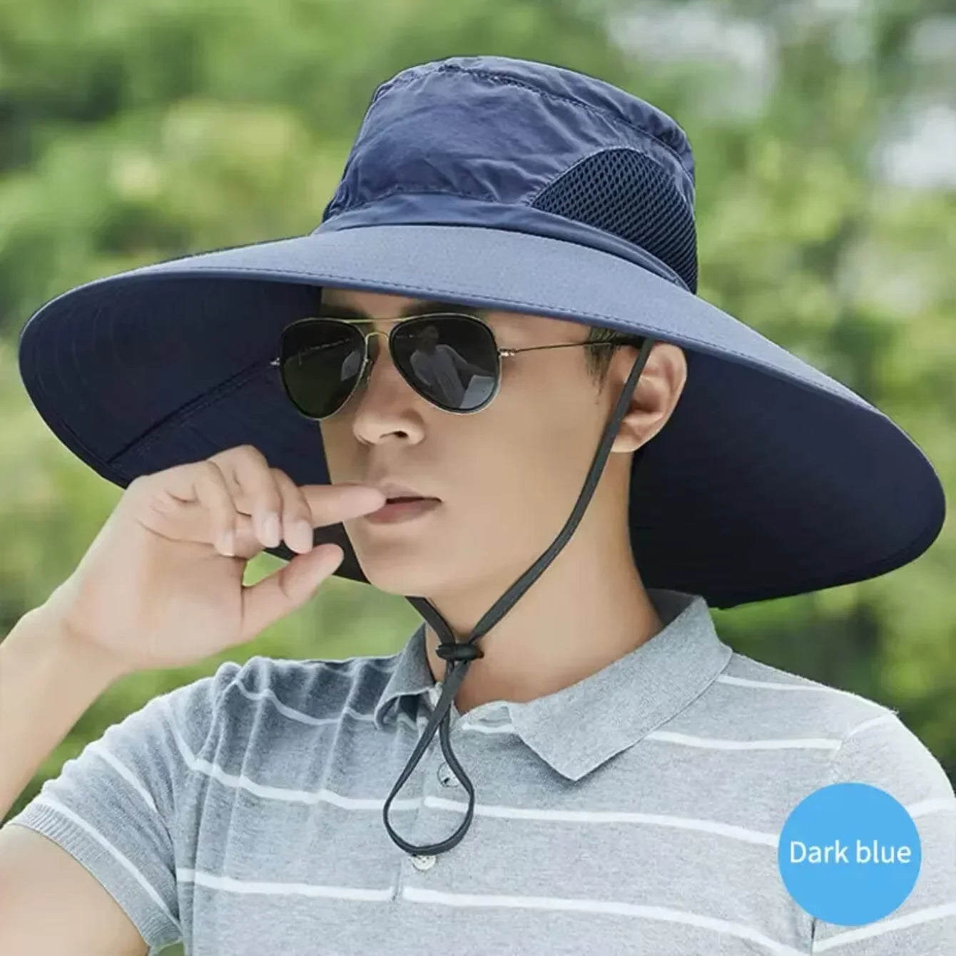 15cm Large Cap Polyester Sun Hat UV Protection Breathable Mesh Cap Foldable Fisher Hat Outdoor Fishing Hiking Beach Caps