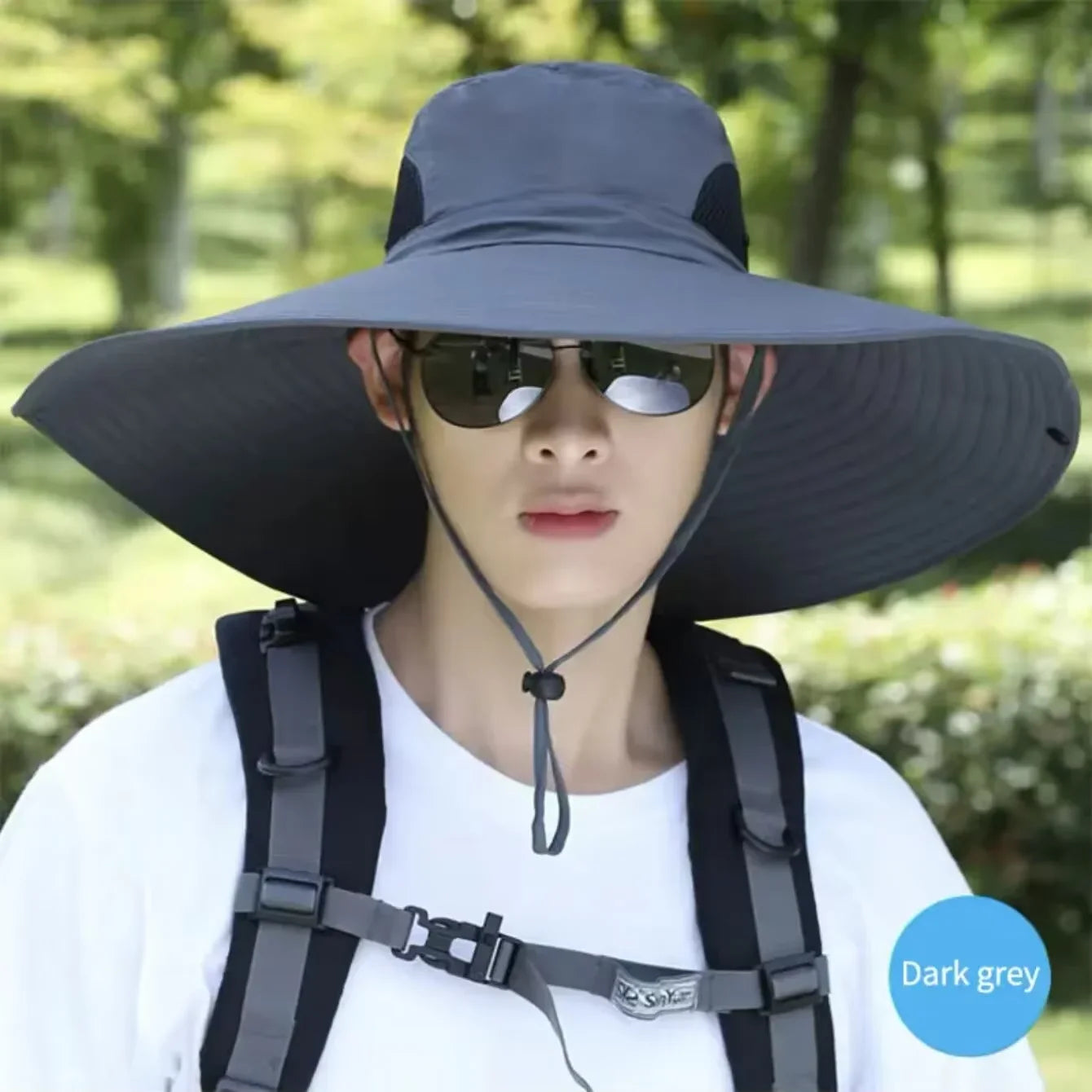 15cm Large Cap Polyester Sun Hat UV Protection Breathable Mesh Cap Foldable Fisher Hat Outdoor Fishing Hiking Beach Caps