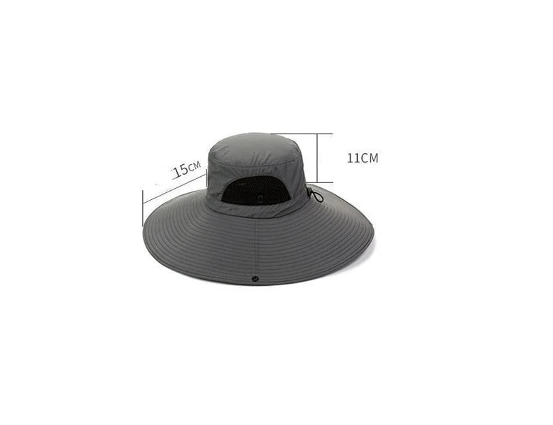 15cm Large Cap Polyester Sun Hat UV Protection Breathable Mesh Cap Foldable Fisher Hat Outdoor Fishing Hiking Beach Caps