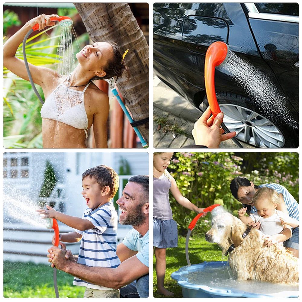 Tomshoo Portable Camping Shower Outdoor Camping Shower Pump Rechargeable Shower Head Outdoor Traveling Equipment Hiking Supplies