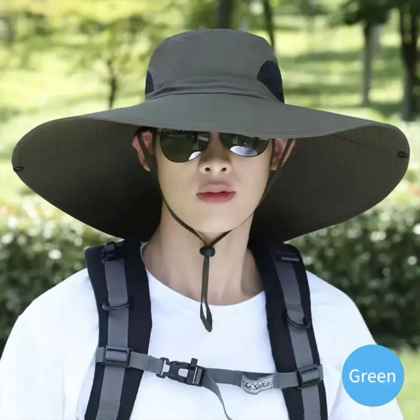 15cm Large Cap Polyester Sun Hat UV Protection Breathable Mesh Cap Foldable Fisher Hat Outdoor Fishing Hiking Beach Caps