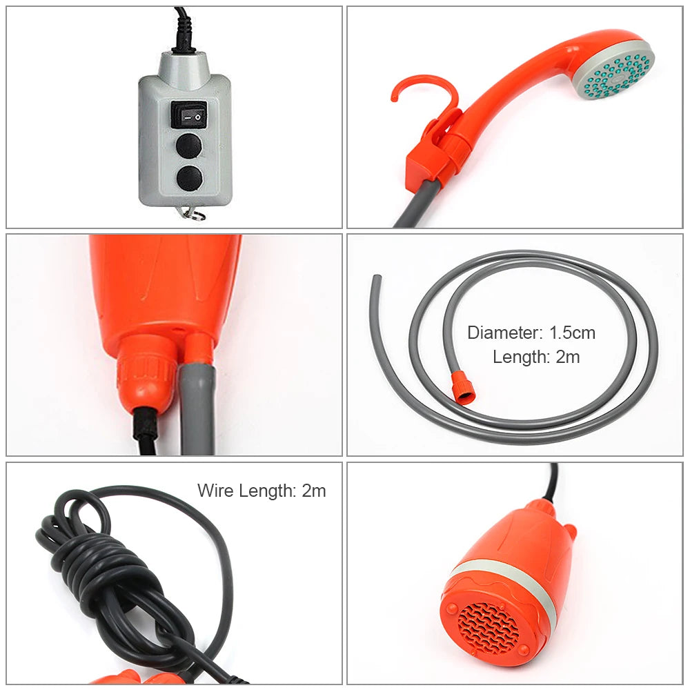 Tomshoo Portable Camping Shower Outdoor Camping Shower Pump Rechargeable Shower Head Outdoor Traveling Equipment Hiking Supplies