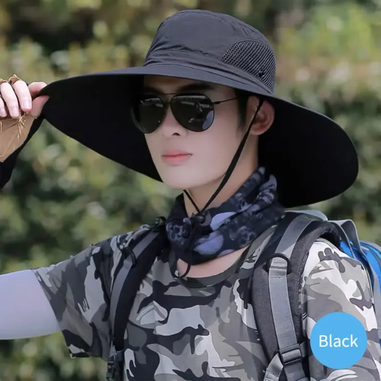 15cm Large Cap Polyester Sun Hat UV Protection Breathable Mesh Cap Foldable Fisher Hat Outdoor Fishing Hiking Beach Caps