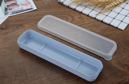 Portable Travel Outdoor Reusable Tableware Box School Home Slot Design Practical Cutlery Transparent Cover Cutlery Case