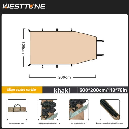 WESTTUNE Portable Car Awning Tarp Lightweight Vehicle Awning for Camping Outdoor Rear Vehicle Awning Shelter for Van MPV Campers