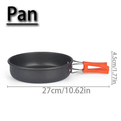 1pcs/1set Camping Cookware Kit Outdoor Cooking Set Aluminum Equipment Outdoor Pot Travel Tableware Kitchen Hiking Picnic BBQ