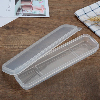 Portable Travel Outdoor Reusable Tableware Box School Home Slot Design Practical Cutlery Transparent Cover Cutlery Case