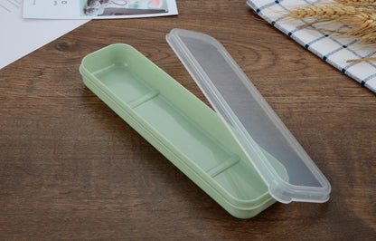 Portable Travel Outdoor Reusable Tableware Box School Home Slot Design Practical Cutlery Transparent Cover Cutlery Case