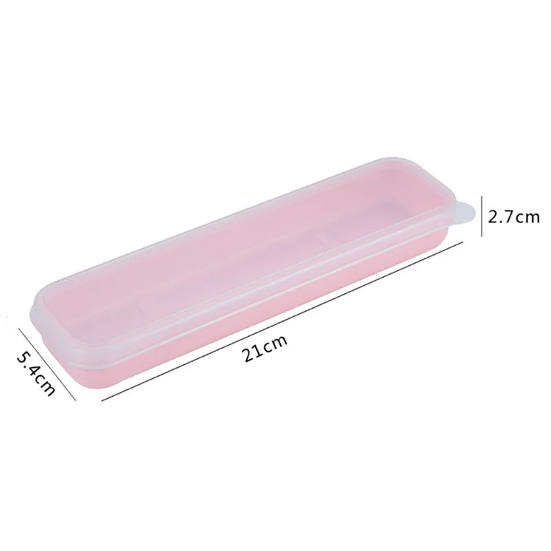 Portable Travel Outdoor Reusable Tableware Box School Home Slot Design Practical Cutlery Transparent Cover Cutlery Case