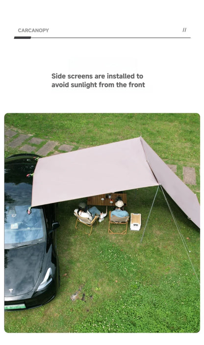 WESTTUNE Portable Car Awning Tarp Lightweight Vehicle Awning for Camping Outdoor Rear Vehicle Awning Shelter for Van MPV Campers