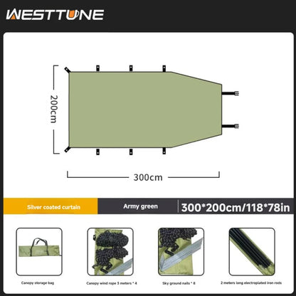 WESTTUNE Portable Car Awning Tarp Lightweight Vehicle Awning for Camping Outdoor Rear Vehicle Awning Shelter for Van MPV Campers