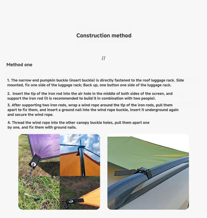 WESTTUNE Portable Car Awning Tarp Lightweight Vehicle Awning for Camping Outdoor Rear Vehicle Awning Shelter for Van MPV Campers