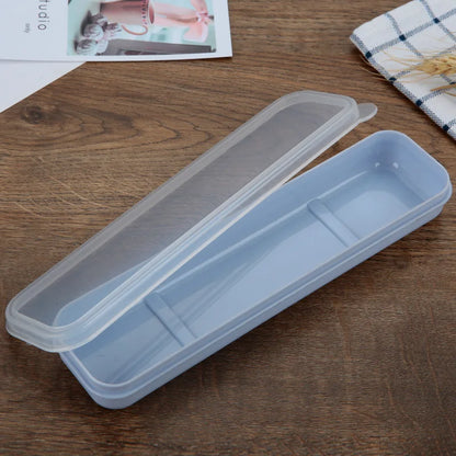 Portable Travel Outdoor Reusable Tableware Box School Home Slot Design Practical Cutlery Transparent Cover Cutlery Case