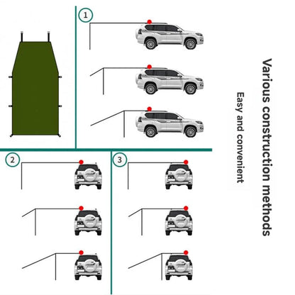 WESTTUNE Portable Car Awning Tarp Lightweight Vehicle Awning for Camping Outdoor Rear Vehicle Awning Shelter for Van MPV Campers