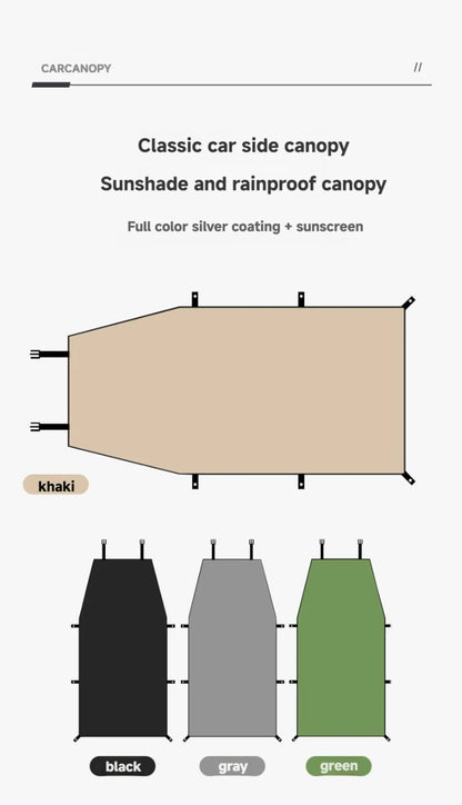 WESTTUNE Portable Car Awning Tarp Lightweight Vehicle Awning for Camping Outdoor Rear Vehicle Awning Shelter for Van MPV Campers