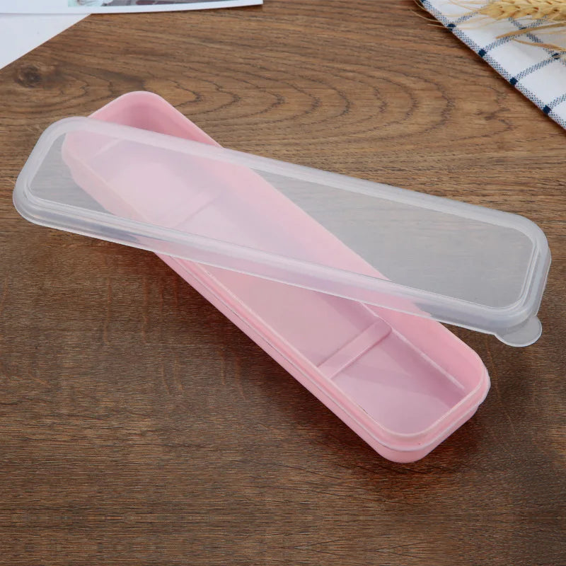 Portable Travel Outdoor Reusable Tableware Box School Home Slot Design Practical Cutlery Transparent Cover Cutlery Case