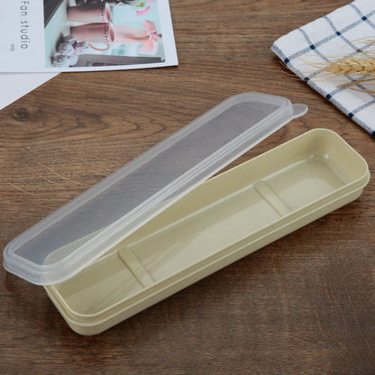 Portable Travel Outdoor Reusable Tableware Box School Home Slot Design Practical Cutlery Transparent Cover Cutlery Case