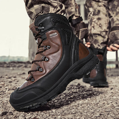 Men's Waterproof Leather Desert Boots Non-Slip Lightweight Work Safty Shoes Breathable Non-Slip Hunting Hiking Work Boots Men