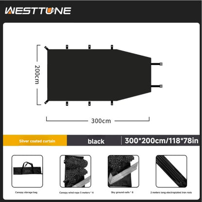 WESTTUNE Portable Car Awning Tarp Lightweight Vehicle Awning for Camping Outdoor Rear Vehicle Awning Shelter for Van MPV Campers