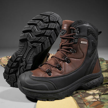 Men's Waterproof Leather Desert Boots Non-Slip Lightweight Work Safty Shoes Breathable Non-Slip Hunting Hiking Work Boots Men
