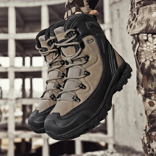 Men's Waterproof Leather Desert Boots Non-Slip Lightweight Work Safty Shoes Breathable Non-Slip Hunting Hiking Work Boots Men