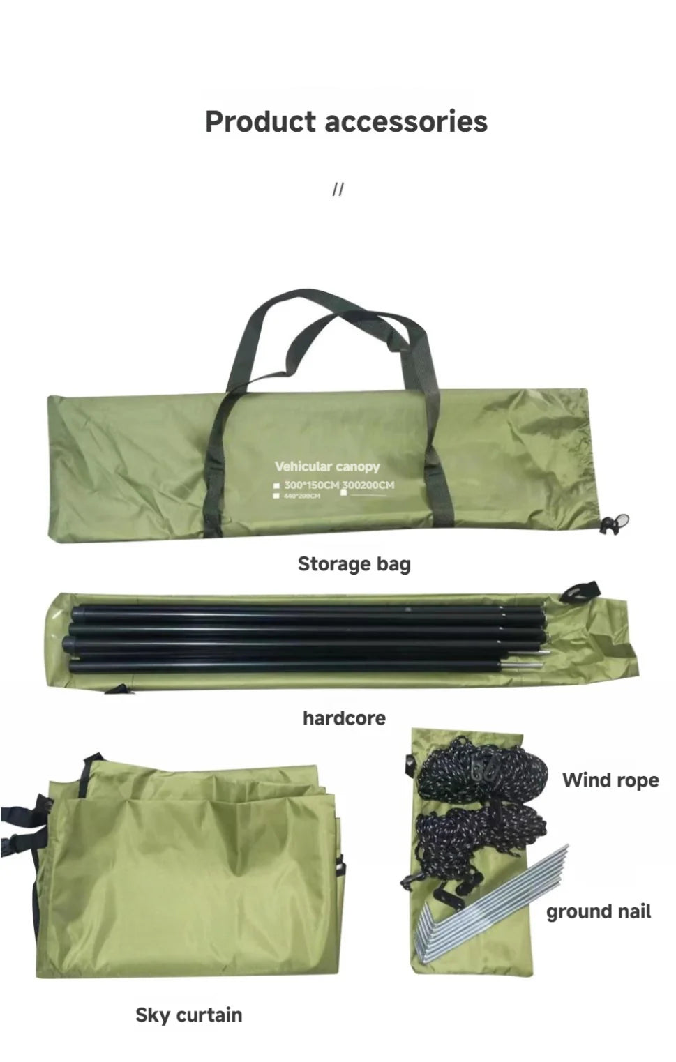 WESTTUNE Portable Car Awning Tarp Lightweight Vehicle Awning for Camping Outdoor Rear Vehicle Awning Shelter for Van MPV Campers