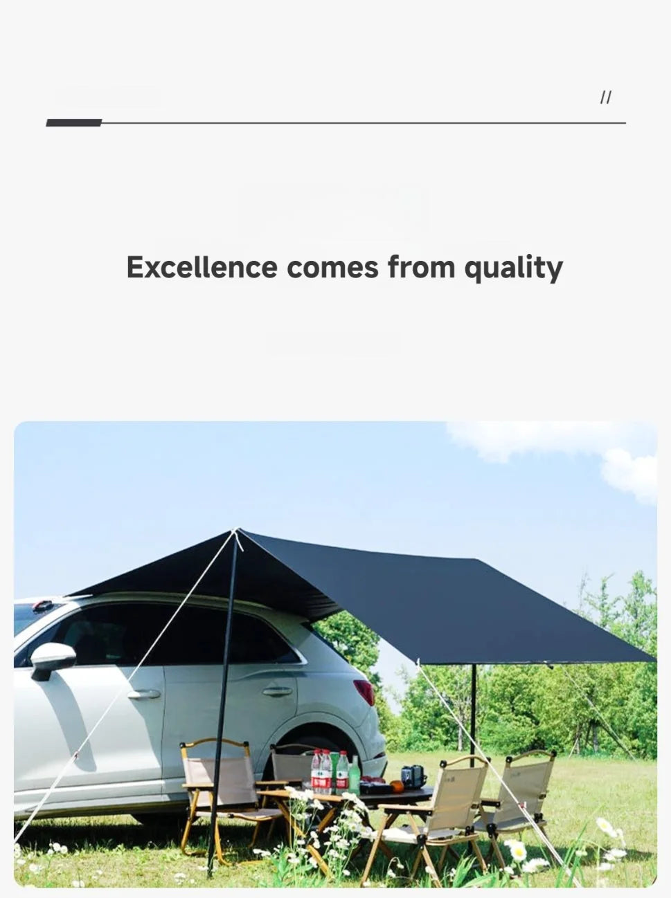 WESTTUNE Portable Car Awning Tarp Lightweight Vehicle Awning for Camping Outdoor Rear Vehicle Awning Shelter for Van MPV Campers