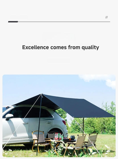 WESTTUNE Portable Car Awning Tarp Lightweight Vehicle Awning for Camping Outdoor Rear Vehicle Awning Shelter for Van MPV Campers