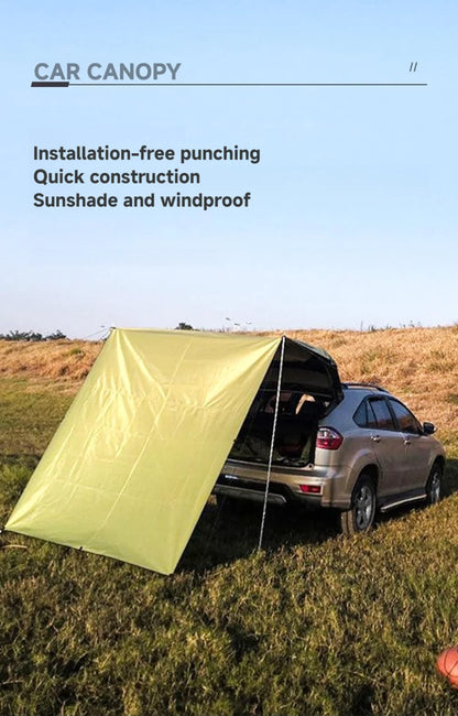 WESTTUNE Portable Car Awning Tarp Lightweight Vehicle Awning for Camping Outdoor Rear Vehicle Awning Shelter for Van MPV Campers