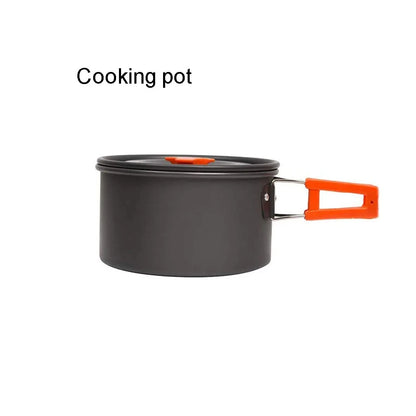 1pcs/1set Camping Cookware Kit Outdoor Cooking Set Aluminum Equipment Outdoor Pot Travel Tableware Kitchen Hiking Picnic BBQ