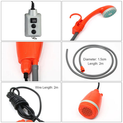 Tomshoo Portable Camping Shower Outdoor Camping Shower Pump Rechargeable Shower Head Outdoor Traveling Equipment Hiking Supplies