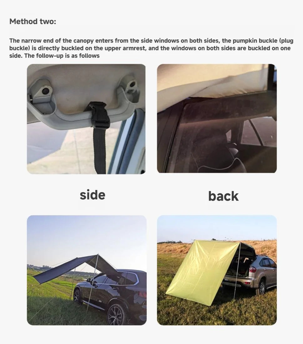 WESTTUNE Portable Car Awning Tarp Lightweight Vehicle Awning for Camping Outdoor Rear Vehicle Awning Shelter for Van MPV Campers
