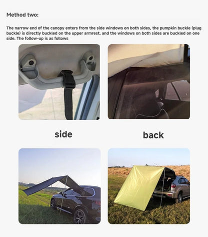 WESTTUNE Portable Car Awning Tarp Lightweight Vehicle Awning for Camping Outdoor Rear Vehicle Awning Shelter for Van MPV Campers