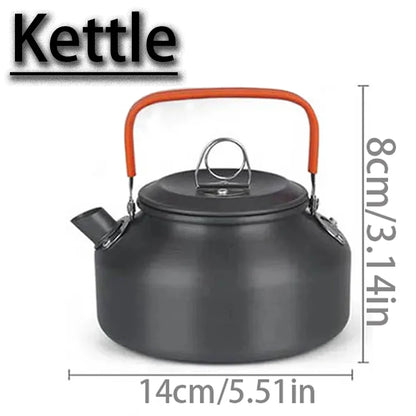 1pcs/1set Camping Cookware Kit Outdoor Cooking Set Aluminum Equipment Outdoor Pot Travel Tableware Kitchen Hiking Picnic BBQ