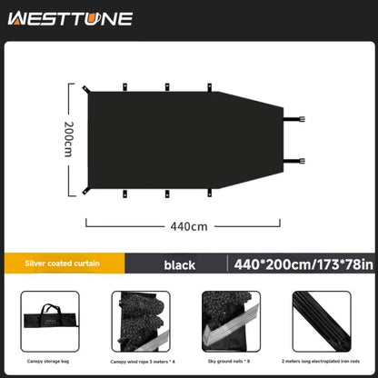 WESTTUNE Portable Car Awning Tarp Lightweight Vehicle Awning for Camping Outdoor Rear Vehicle Awning Shelter for Van MPV Campers